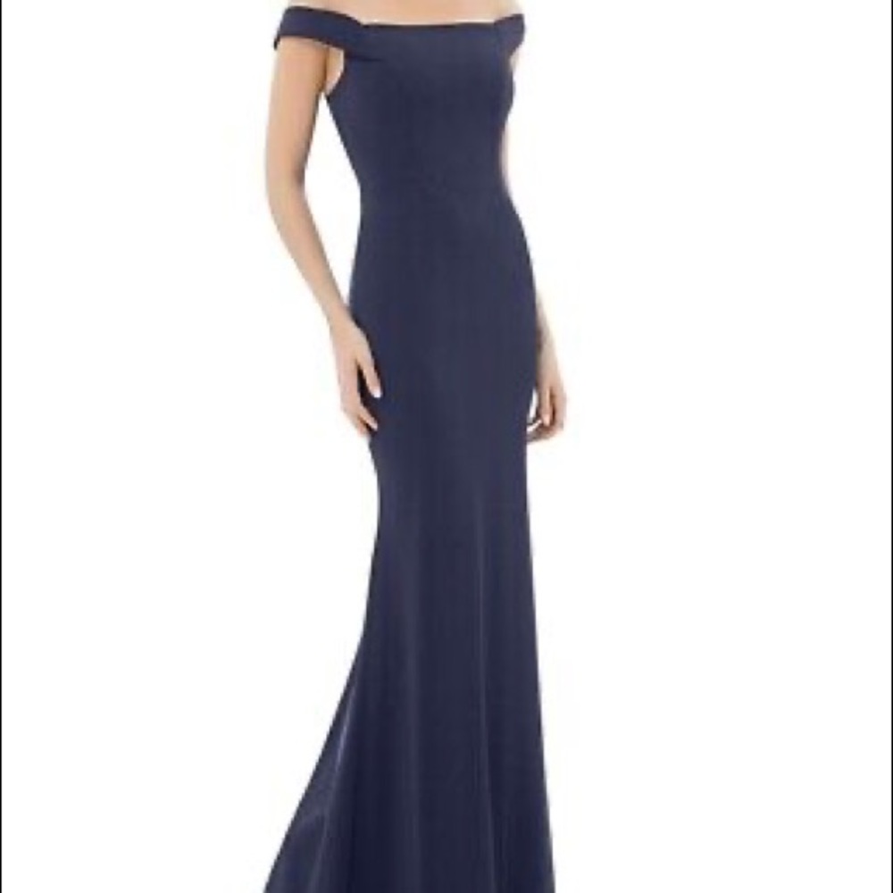 Carmen Marc Valvo Infusion Women's Blue Off Shoulder Formal Dress Size 4